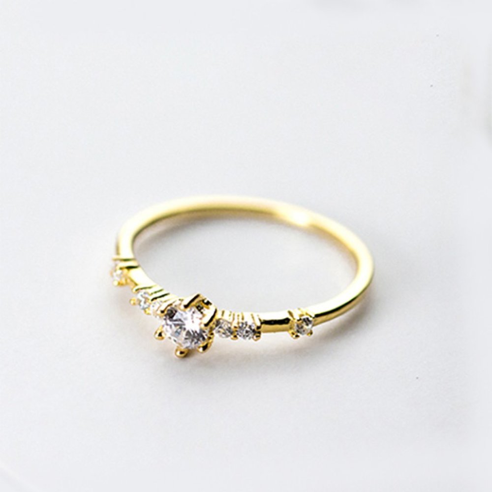 3/$25 🏷️ Sterling Silver Princess Ring Cubic Zirconia Gold Vermeil Ring